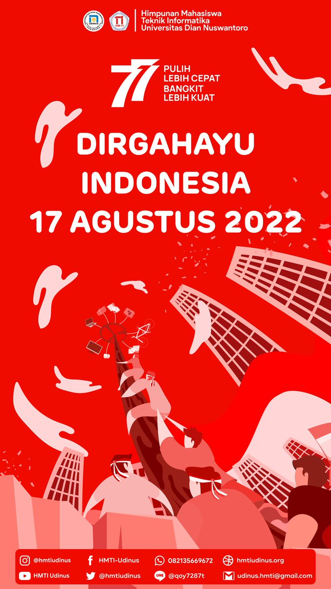 Kami keluarga besar Himpunan Mahasiswa Teknik Informatika mengucapkan Dirgahayu Indonesia Ke-77 ✊

Semoga semangat perjuangan para pahlawan selalu terjaga dan terkenang ✨

Dirgahayu Indonesia! 🇮🇩

Pulih Lebih Cepat
Bangkit Lebih Kuat