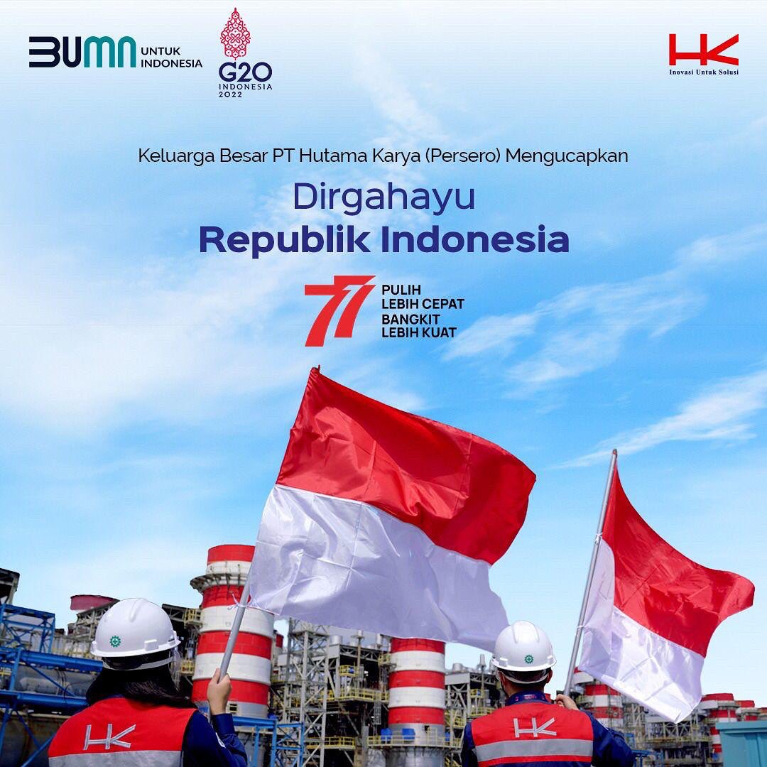 hk_epc's tweet photo. Dirgahayu ke-77 Republik Indonesia!🇲🇨

Merdeka bukan hanya sebatas momentum untuk berjuang, tapi untuk membangkitkan kembali semangat untuk terus berusaha agar Indonesia bisa “Pulih lebih cepat, bangkit lebih kuat”!

#HutamaKarya https://t.co/cr0wqD9ETP