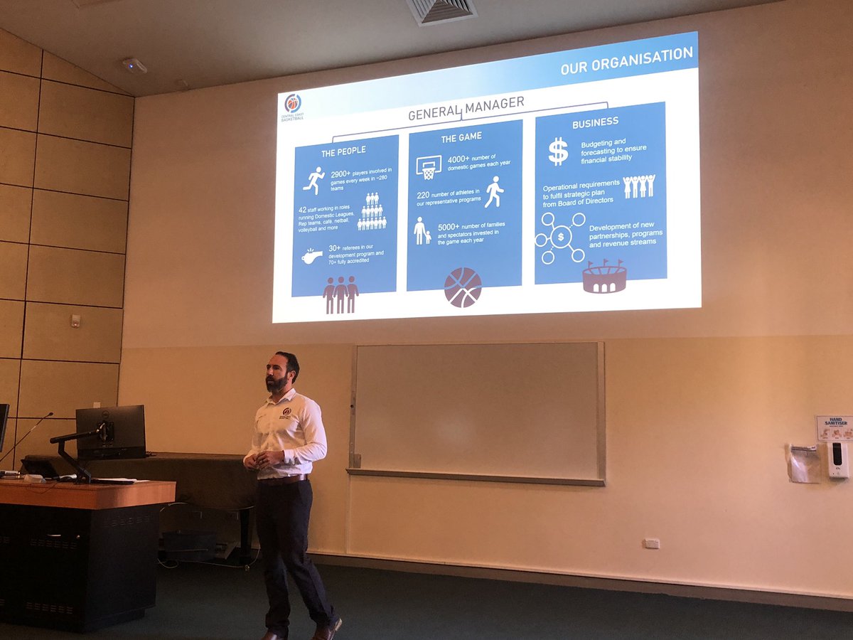 UON_ExSportSci's tweet photo. It’s #EXSS Industry Day! Kicking off the morning with a keynote from Matt Tredrea @tred_m 🎤 Matt discussed his incredibly diverse career path which has led to his current role as the the General Manager at Central Coast Basketball. https://t.co/Aundg3e8La
