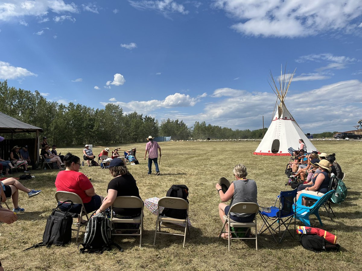ata_pd's tweet image. This afternoon, Educational Leadership Academy participants had the privilege to learn from Elder Bruce Starlight and his son at the Brown Bear Woman Meeting Centre on Tsuut&apos;ina land. Siyisgaas! Thank you! #ELA2022 @ATAindigenous  @albertateachers