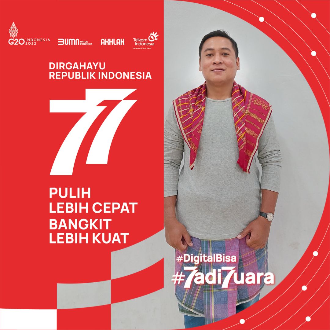 BramSembiring1's tweet photo. Indonesia semakin Jaya dan semakin Maju di era Digital.

PULIH LEBIH CEPAT 
BANGKIT LEBIH KUAT

DIRGAHAYU INDONESIA 🇮🇩
#DigitalBisa #7adi7uara #HUT77RI #UntukIndonesiaLebihBaik https://t.co/AdIZbdMeu7 https://t.co/fkNjCCFycb