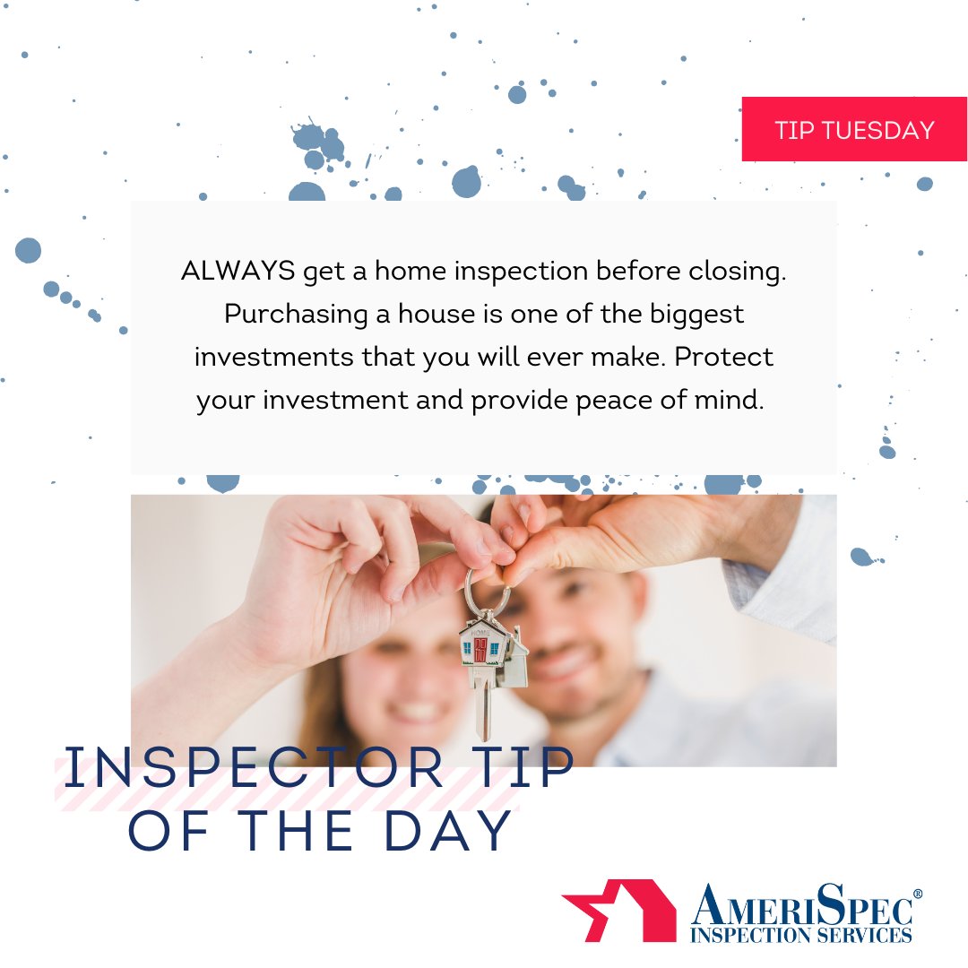 amerispec_oc's tweet photo. 💡Inspector Tip of the Day💡

ALWAYS get a home inspection before closing. Purchasing a house is one of the biggest investments you will ever make. Protect your investment and provide peace of mind.

#lakeforestcalifornia #orangecounty #orangecountyrealestate #orangecountyrealtor https://t.co/ATICS5uw6j