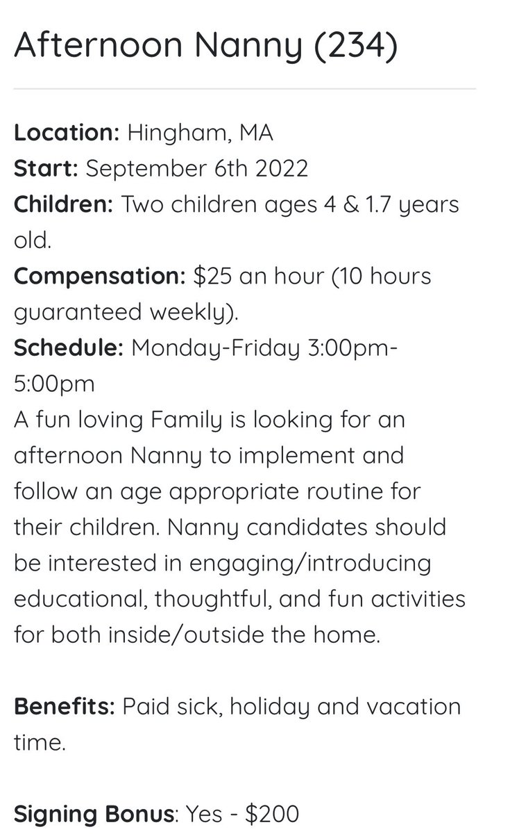 hub_nanny's tweet photo. Recruiting Progressional Nannies! 

For amazing families offering competitive wages, benefits, and signing bonuses! 

Here is our Job Board! https://t.co/iFA2JW9PsN https://t.co/PxEYsur3KR