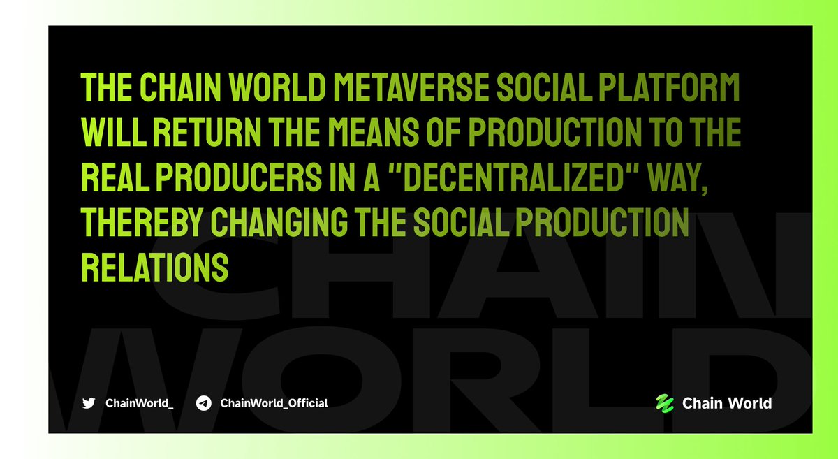 ChainWorld_'s tweet photo. 🌞Gm #ChainWorld changes the ownership and flow of the ownership of data production materials, in the form of👇
✅Change social production relations
✅Break platform monopoly and eliminate single point of risk
✅Create new business models and product categories
#SocialFi #DeFi https://t.co/Vjebug1pXR