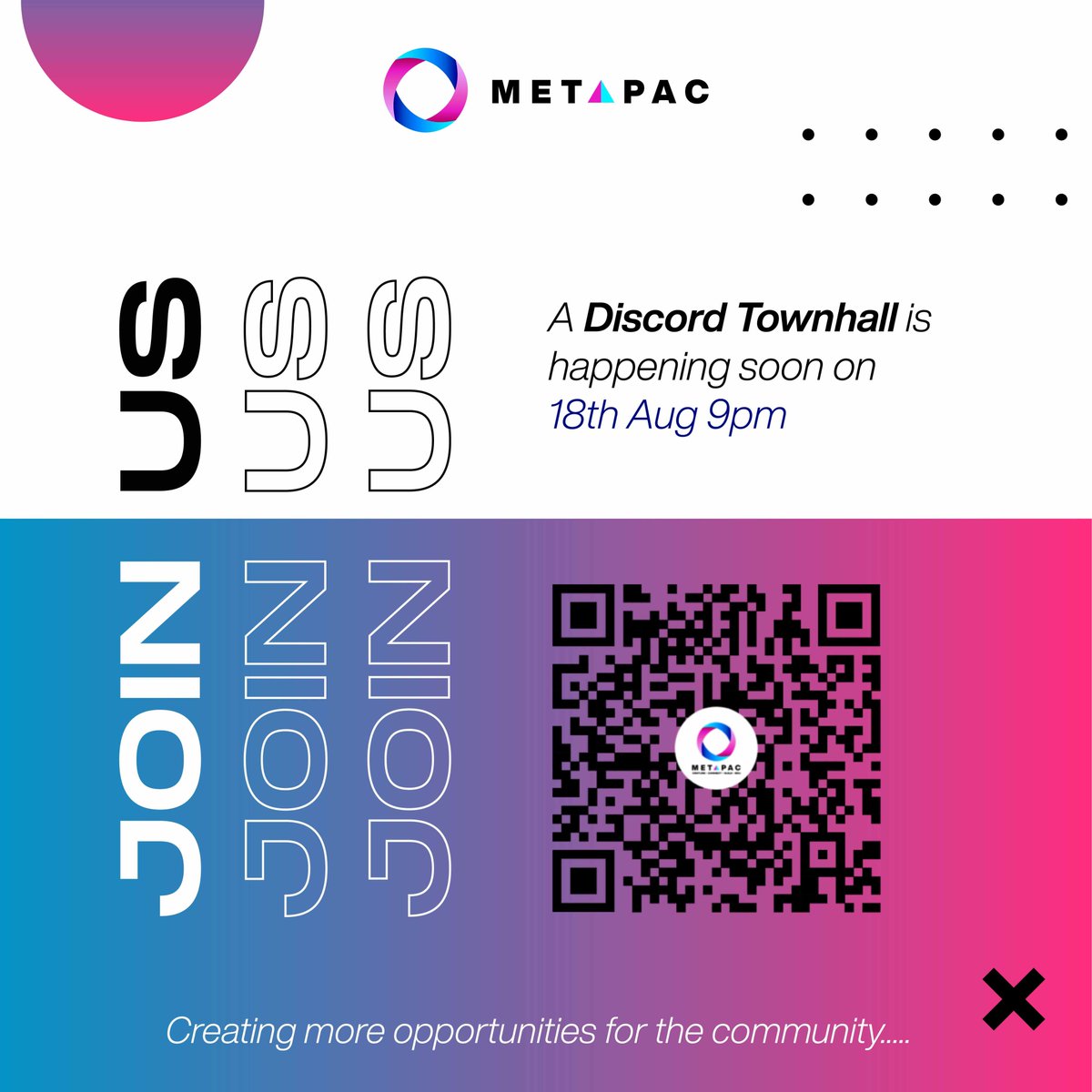 metapacgroup's tweet photo. Ready for the ๐๐ข๐ฌ๐๐จ๐ซ๐ ๐๐จ๐ฐ๐ง๐ก๐๐ฅ๐ฅ session?๐
๐18th August 2022 l Thursday
๐9:00 pm
๐Metapac Discord
Scan QR code to JOIN!
#metapacgroup #metapac #venture #connect #guild #edu #guestspeaker #sharing #connectsharelearn #community #discord #discordtownhall https://t.co/F63aqVmRYM