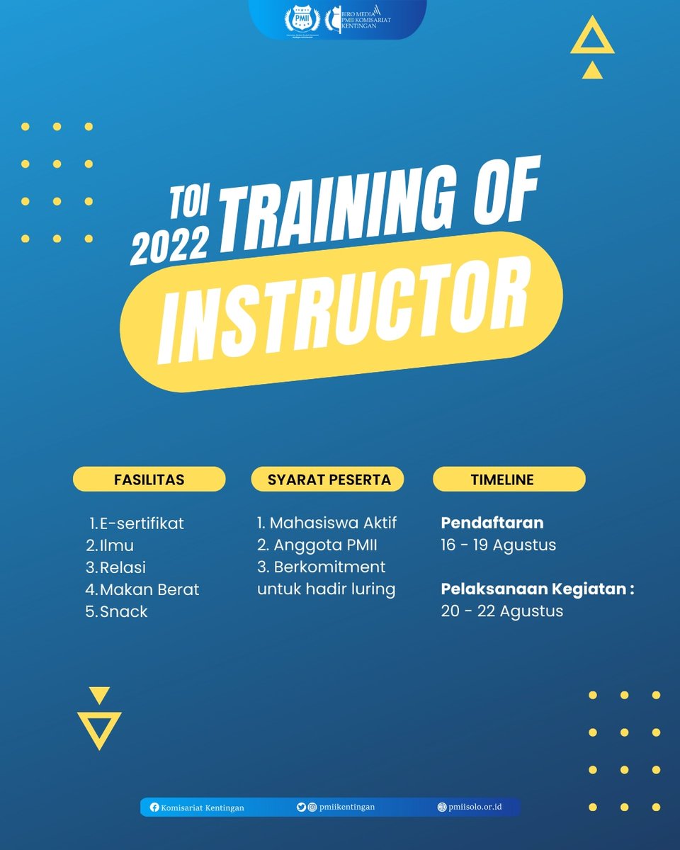 PMII_UNS's tweet photo. Training Of Instructors sudahh hadir nih bat, ditunggu partisipasinya yaaa! https://t.co/dhKeqHNxnl