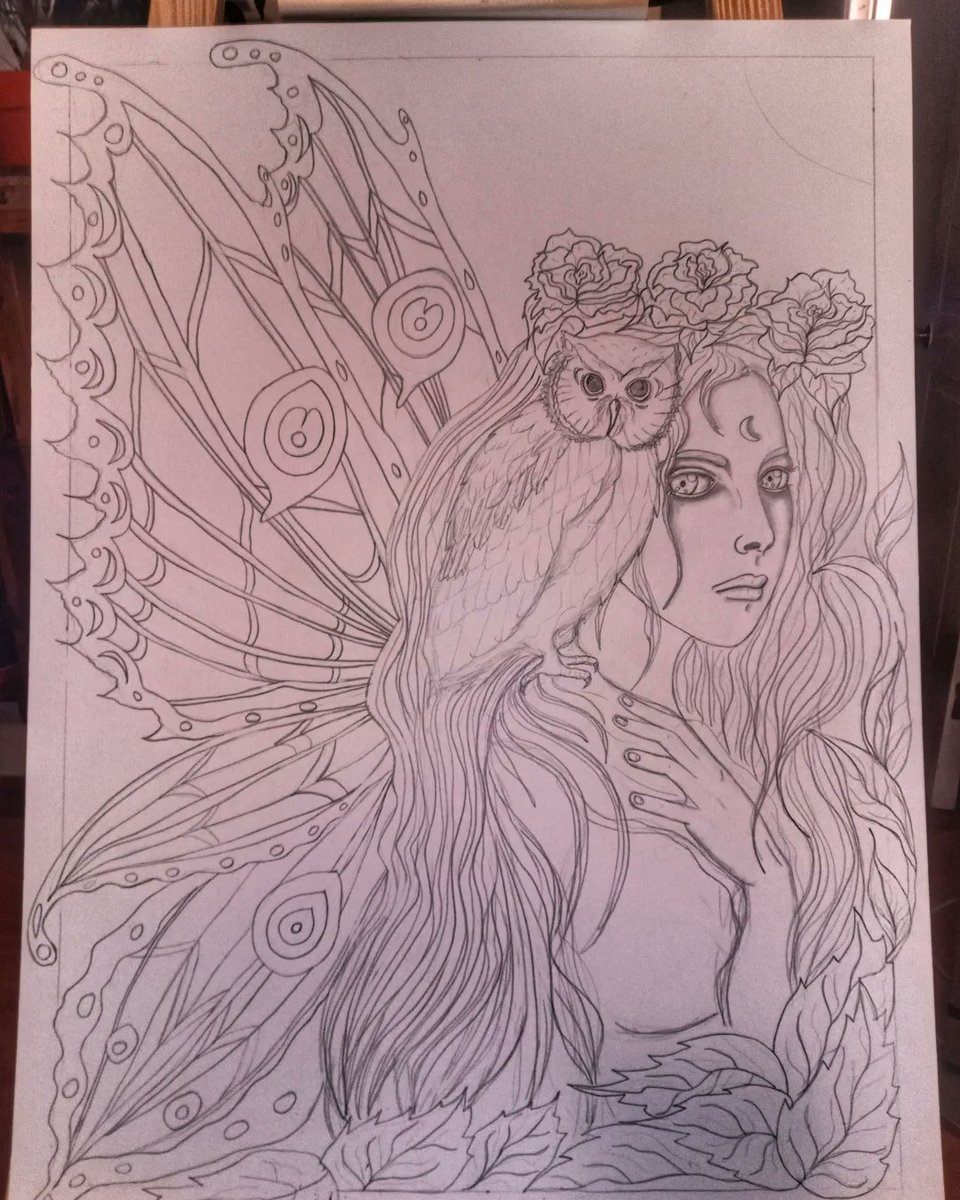yael82's tweet photo. Me pregunto si es Titania, la reina de las hadas...

#yotoart 
#art 
#arte 
#dibujo 
#drawing 
#pintura 
#painting 
#hada
#fairy 
#buho 
#owl 
#rosas 
#roses https://t.co/QRyRtwfA3e