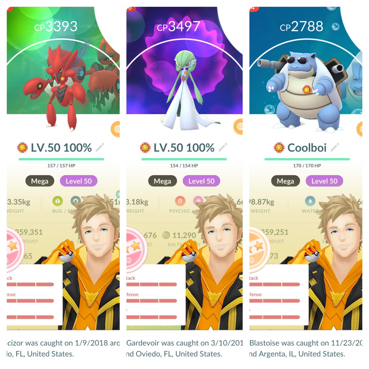 IvanEspinozaSR's tweet photo. For today’s #topofftuesday, It’s another triple feature! We decided to Max out 3 Pokémon that mega! Scizor of course since it’s the new one, Blastoise because it’s my coolboi and Gardevoir because Gardevoir! #pokemongo #pokemon #mega #tot #MeetYouOutThere #meow https://t.co/rJtRiGqw5h