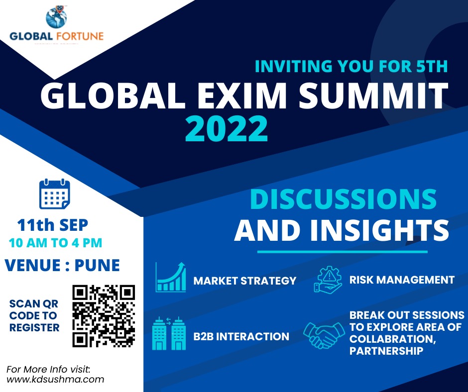 KDSushma's tweet photo. 5th Global Exim Summit
Join to Learn and Grow in the International Business
Register - https://t.co/wKHCRozoKe
Experience India and Global Networking together
Take Action, Limited seats
#kdsushma #eximsummit #globalfortune #indianetwoeking #pune #export #import https://t.co/b7xEnKtBNg