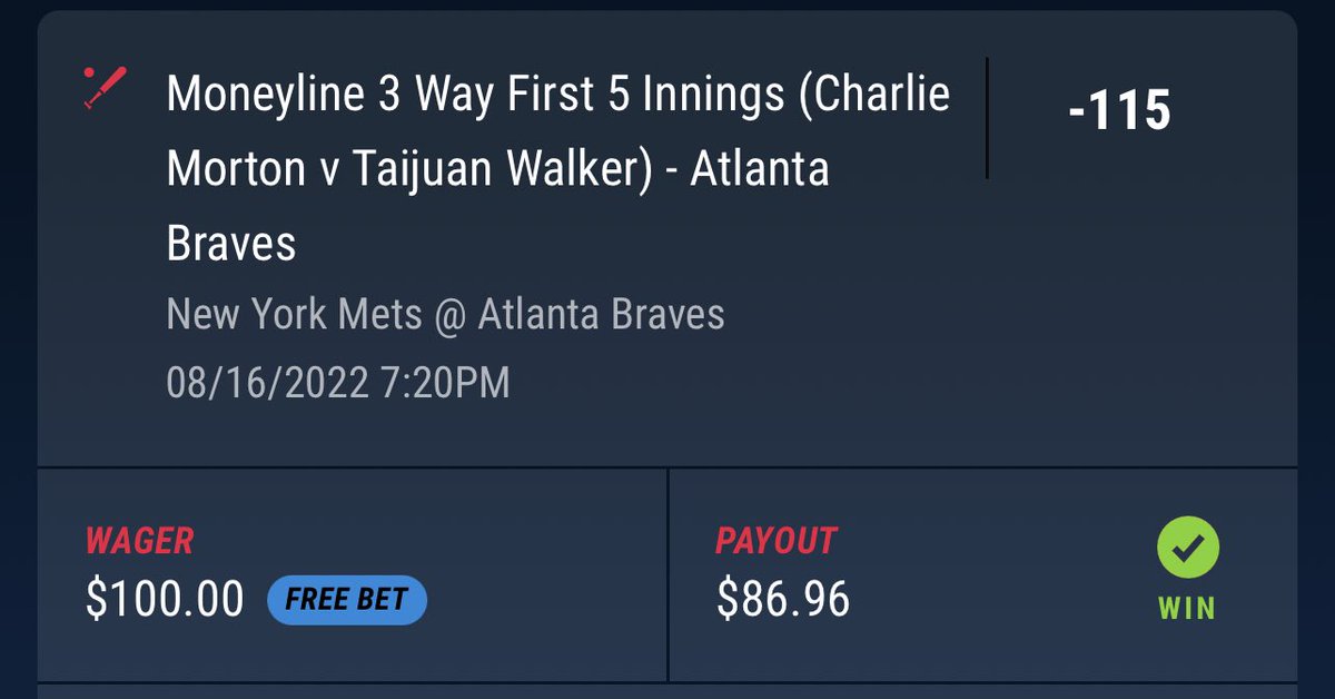 capointhecut's tweet image. MLB 8/16 Recap:

3U Braves F5 -0.5 (-115)✅

1U White Soxs F5 ML (-105)🥵

2U TB Rays F5 +0.5 (-110)✅

1U Gaurdians F5 3 Way ML (-136)🥵

Subscribe➡️ youtu.be/kTmIUOFTkhU