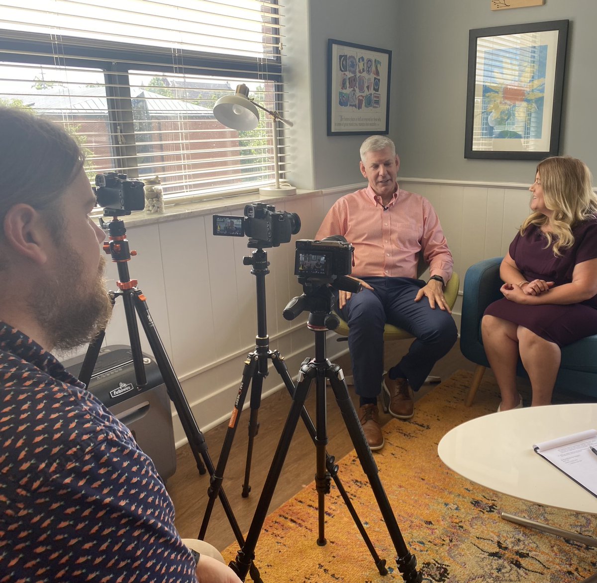 writeofpeace's tweet image. Lights, camera, and… can we do that again? Team interview with Dr. Craig Meador today in preparation for the @APHfortheBlind Annual Meeting. #editorsnightmare 😂