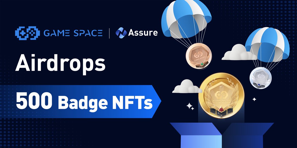 Assure_pro's tweet photo. 📢#AssureJointAirdrop 
🤩Assure &amp; @Gamespace_NFTs
 Genesis Badge NFTs #Giveaway 

🎉 To celebrate the partnership with GameSpace and reward Assure's faithful users! 

🎁 500 GameSpace Genesis Badge #NFTs for the community！！！
👉To join:
https://t.co/IuqeoMC1PQ
✅Retweet and @ 3 https://t.co/0TCIoLueyV