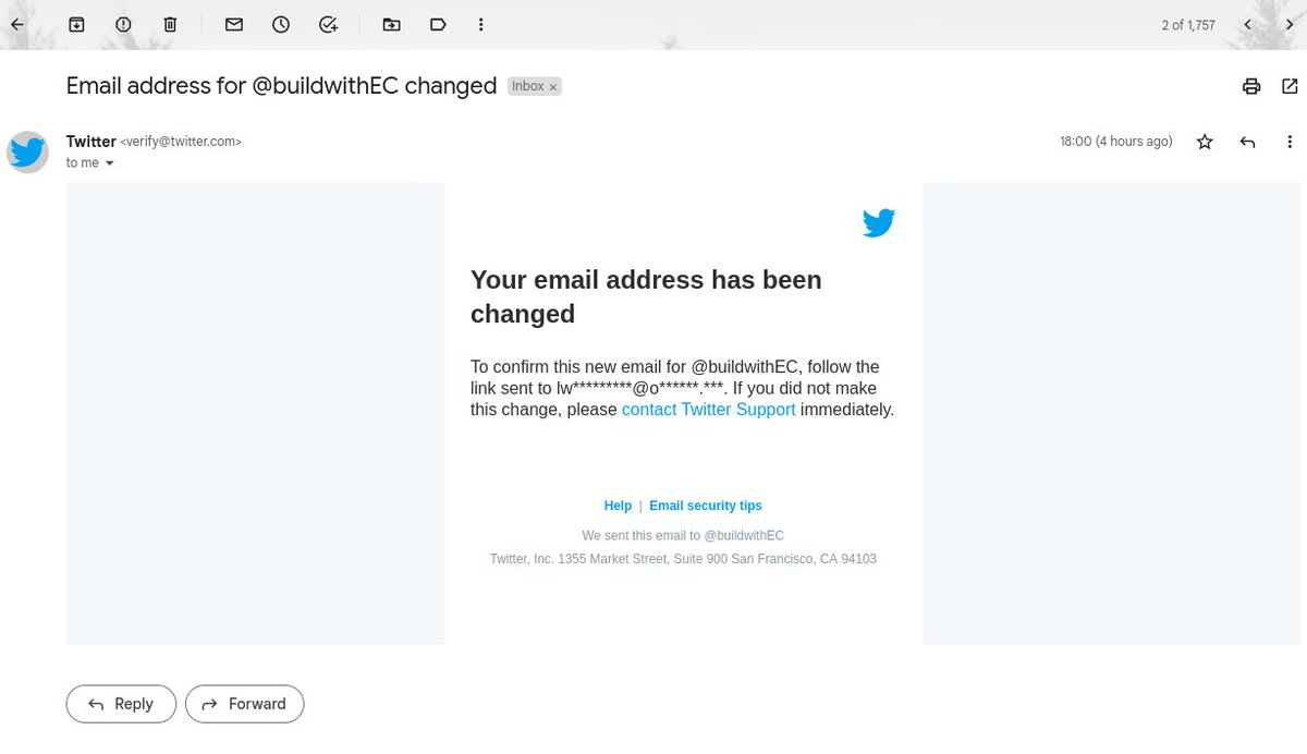 buildwithEC's tweet photo. Our Twitter handle was #hacked a few hours back by "lweissuharo@outlook" and changed our settings. We #recovered it now. Please ignore any communications in the past few hours. For authentication from @Twitter, we got a message from a regular phone number with a suspicious accent https://t.co/wMmC8mQx8p