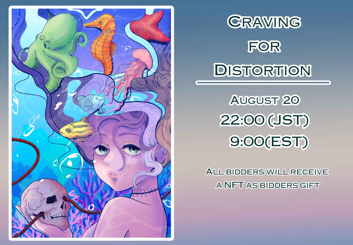 <a href="/0KuhehE0/">💫kuhehe🇰🇷🤝🇯🇵❌🩹</a> 🪸Craving for Distortion 🐚

Will list <a href="/foundation/">Foundation 🌐</a> 

8/20 22:00(JPS)
           9:00(EST)

🐙All bidders will receive a NFT as gift

🦑Reserve at 0.15ETH

Please check it out🐠🐟🐡

foundation.app/@Nyanfooooon/p…