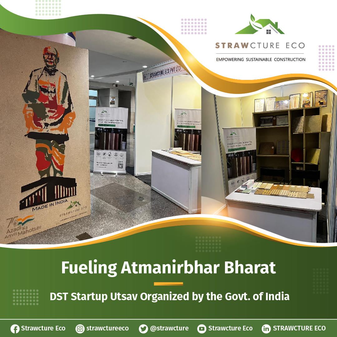 strawcture's tweet photo. #StrawctureEco was invited to be a part of #DSTStart-upUtsav2022, organised to mark the completion of five years of #NIDHI.
#sustainability #DST #environment #construction #architecture #carbonnegative #Ceiling #drywall #agribiopanel #azadikamahautsav #strawctureinaction https://t.co/XbzRkUADZ3