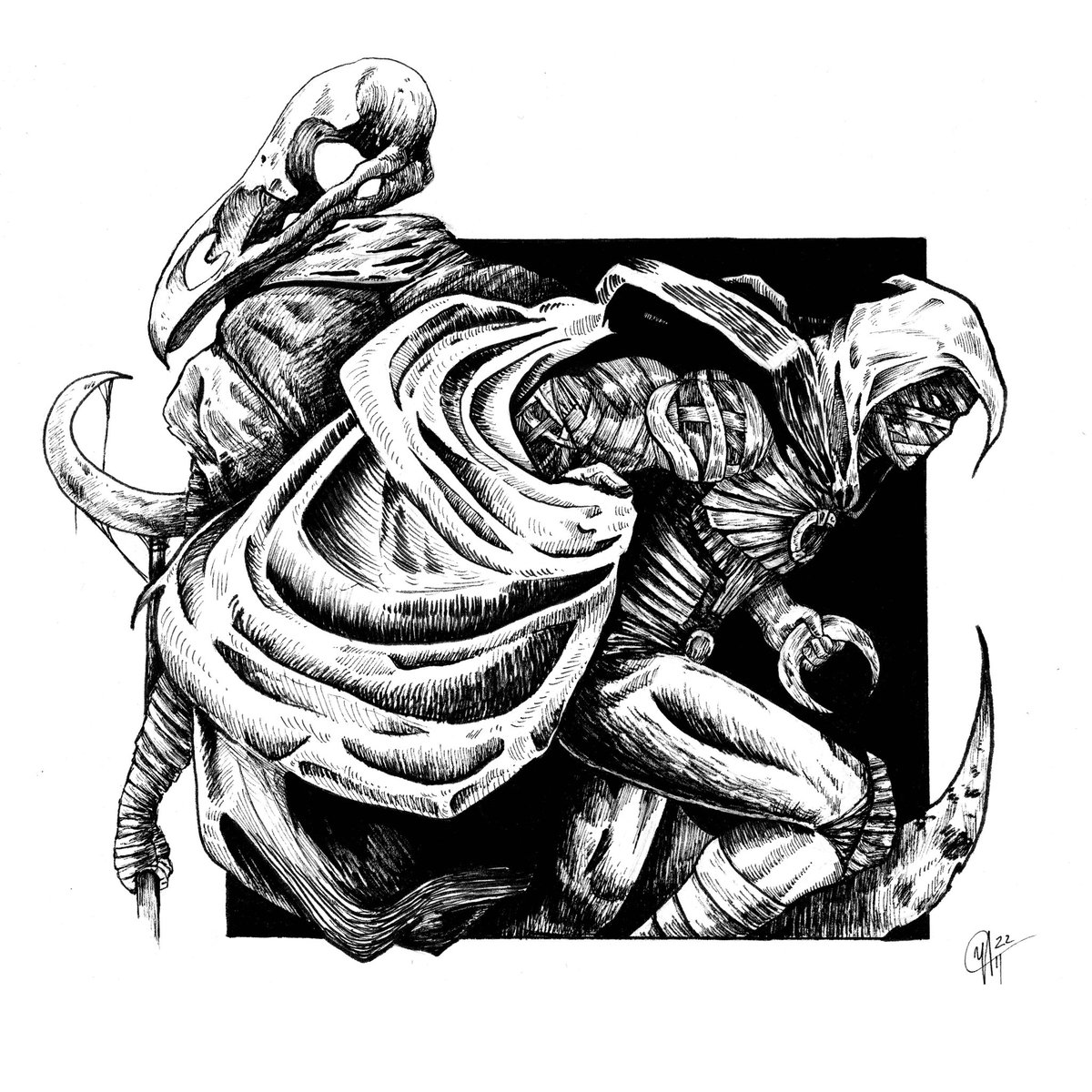 yasmineabedart's tweet photo. Moon Knight Fan Art 🌙
#yasmineabedartwork #art #ink #drawing #moonkight #moon #crescent #khonshu #microns #skull #comic #comicart #fanart #square #blackandwhite #marvel #marvelcomics https://t.co/gd3ahgVUNZ