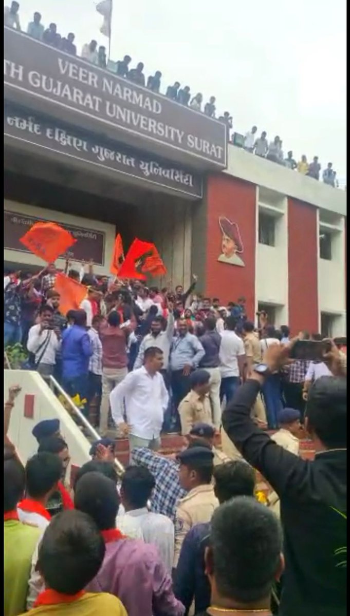 ABVPGujarat's tweet photo. વીર નર્મદ દક્ષિણ ગુજરાત યુનિવર્સિટી ની સેનેટ ચુંટણી ૨૦૨૨ માં ૧૧ માંથી અખિલ ભારતીય વિદ્યાર્થી પરિષદ ના ઉમેદવારોનો ૯ સીટ પર ભવ્ય વિજય થયો, દરેક કાર્યકર્તાઓને હાર્દિક અભિનંદન.

#ABVPGujarat https://t.co/FTZIcMtGWz