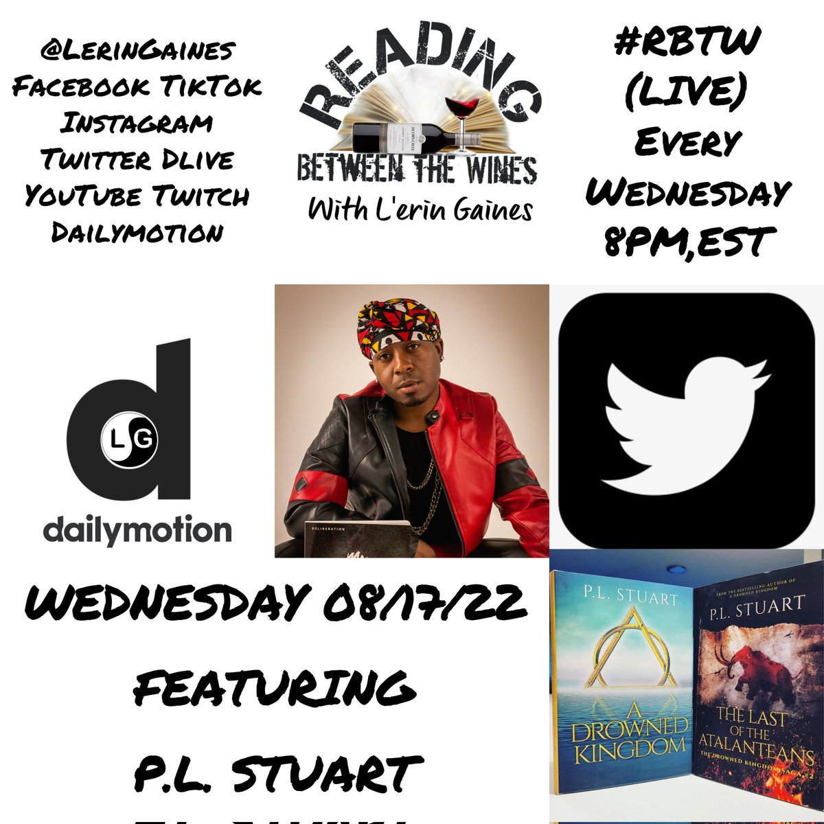LerinGaines's tweet photo. #ReadingBetweenTheWines with #LerinGaines X #PLStuart #Streaming #LIVE 08/17/22 @ 8PM,EST @LerinGaines #Facebook #Instagram #TikTok #YouTube #Twitter #DLIVE #Twitch #DailyMotion #DiscTwo #RemixJournal #TrackEight #ParentalAdvisory #ExplicitContent https://t.co/sSpr8ZKfCG