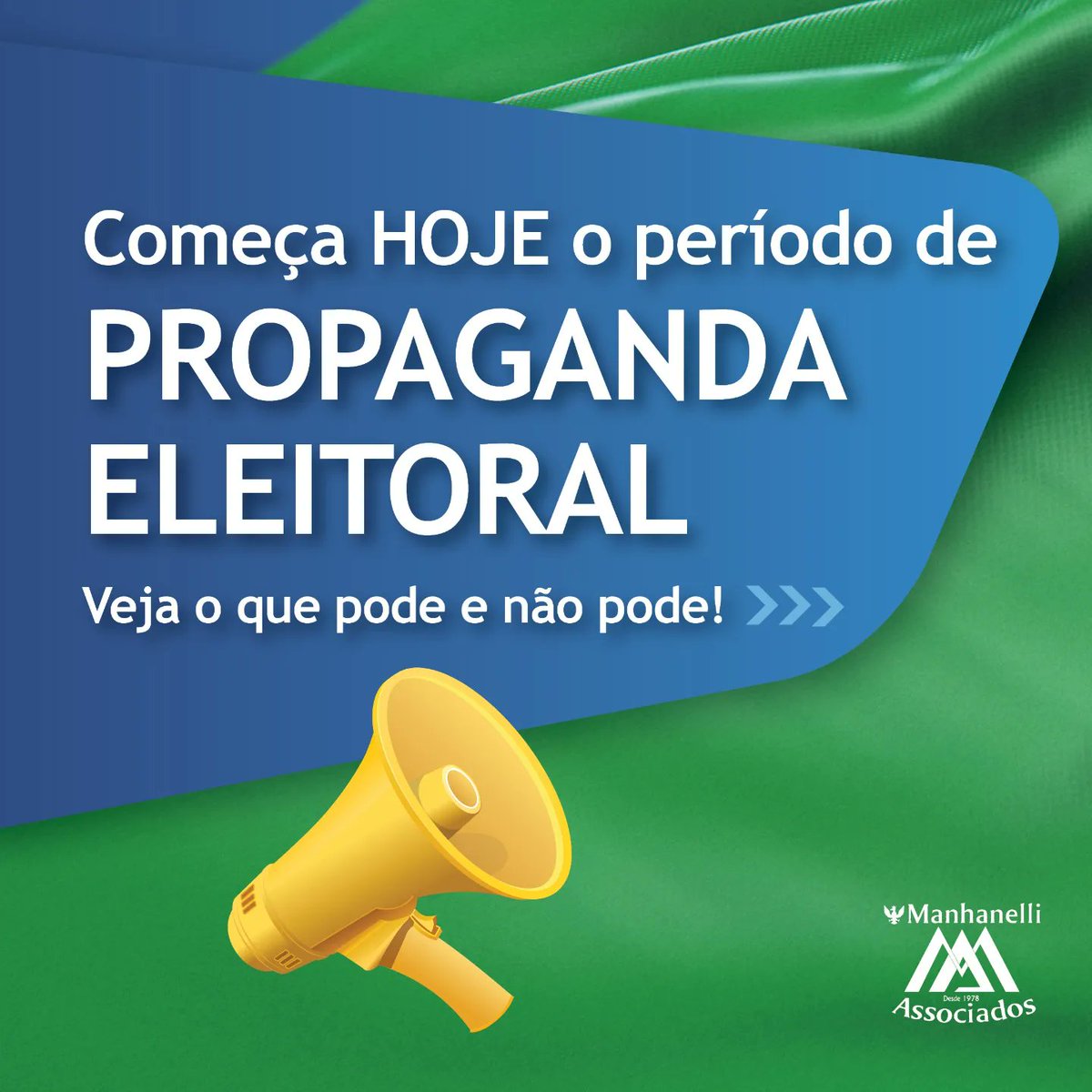manhanelli's tweet photo. 🏁 E foi dada a largada! Começou o período de propaganda eleitoral e esse período é recheado de normas e regras.
Você e sua equipe estão atentos a isso? 

#eleições2022 #Brazilelections #democracia https://t.co/OyU2xiJ6cL