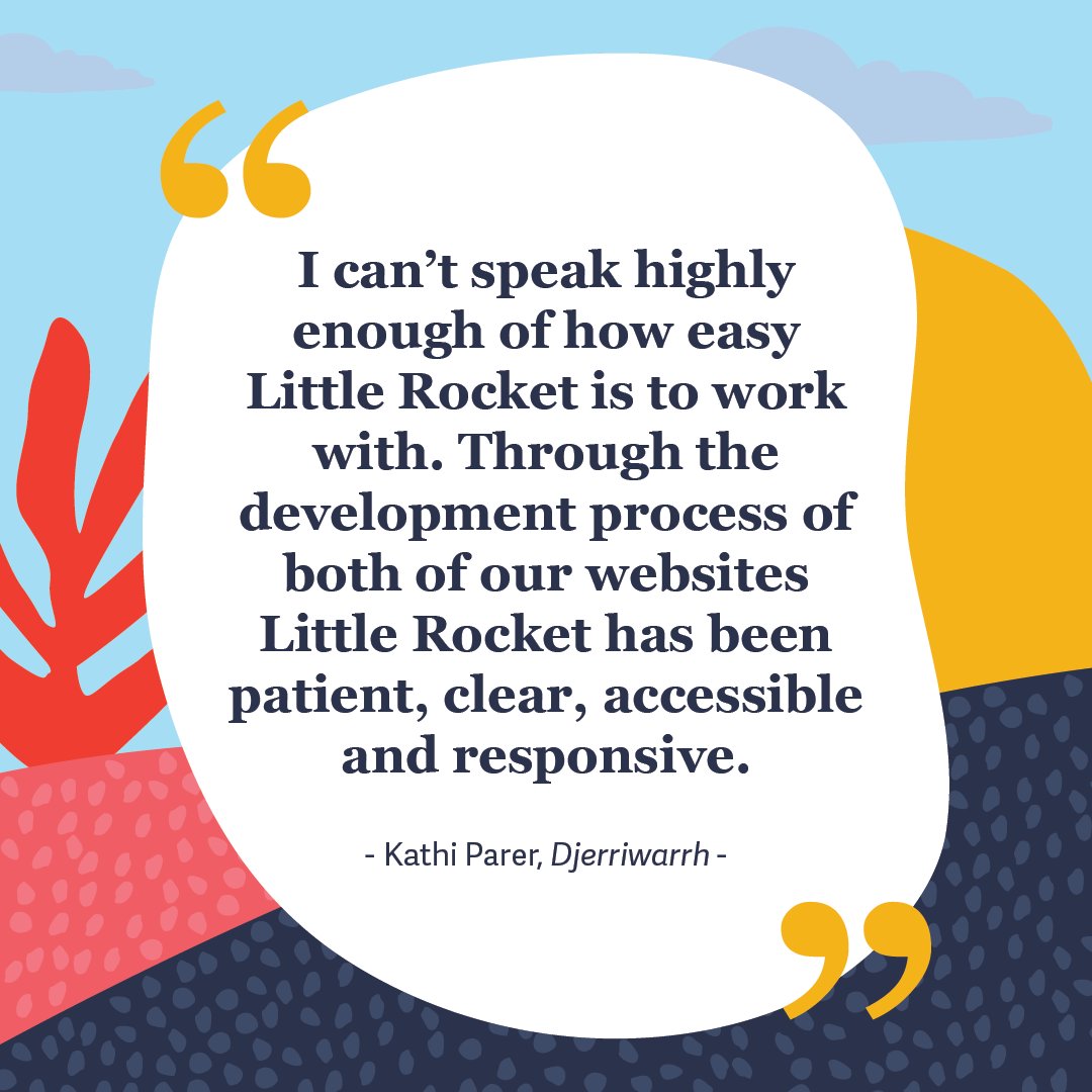 littlerocketau's tweet photo. Thank you for the testimonial Kathi! @littlerocketau really enjoyed working with you to develop a web build for Djerriwarrh.

https://t.co/AMOTIs0h8z https://t.co/PefthhGC7j