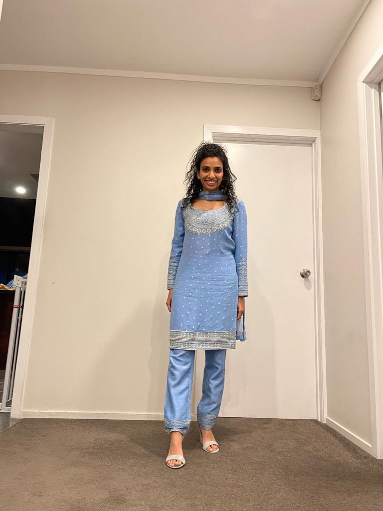 The gorgeous Yahlina Bhamji in our signature aqua marine crystallized with Swarovski outfit for Eid celebration! #eidoutfit #adsingh #punjabisuits #chudidarsuit