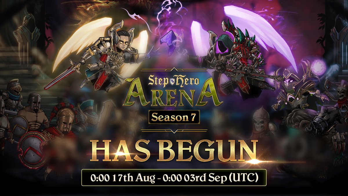 Step Hero Arena Season 7 has STARTED! 🚀 🏆 In this season, the prize pool is 30000 $HERO for the top 20 players, more value for the top players! ⏰ Duration: 0:00 17th Aug - 0:00 3rd Sep (UTC) PLAY NOW 👉 playgame.stephero.io 🔥 For now, start your amazing adventure!
