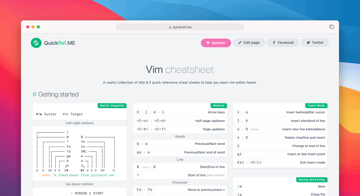 A nicely designed Vim Cheat Sheet

bit.ly/3Qokrol