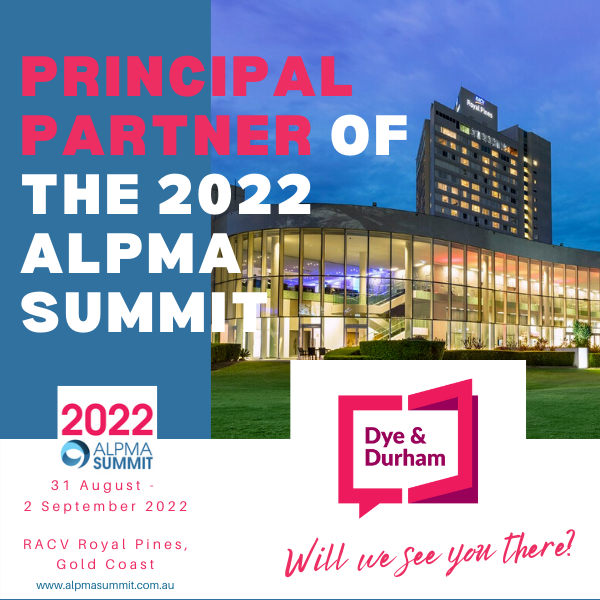 DyeDurhamAU's tweet photo. We’re just 2 weeks away from the #ALPMASummit2022!
As the official Principal Partner for the 2022 ALPMA Summit, we are collaborating with @AusLegalPracMgt to uncover key findings in the legal and professional services industry.
#DyeDurham #LegalResearch #ALPMA https://t.co/zT1o7yrrTt