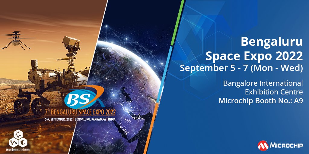 MicrochipTech's tweet photo. We are excited to announce our participation at the Bengaluru Space Expo. We will be showcasing our space-related products, capabilities and system solutions. Register and interact with our technical experts onsite: https://t.co/wA9tpEkbhv. #SpaceExpo #FPGA #spaceapplication https://t.co/p06j1E64f4