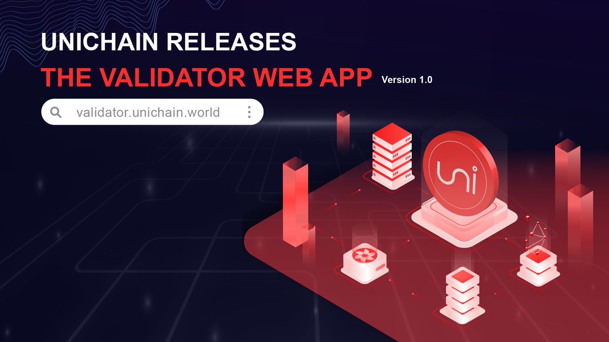 🔊We are pleased to announce that #Unichain releases the #validator web app version 1.0 

Users can easily launch nodes, participate in staking programs, vote for witnessnodes, track block rewards, etc.

👉validator.unichain.world