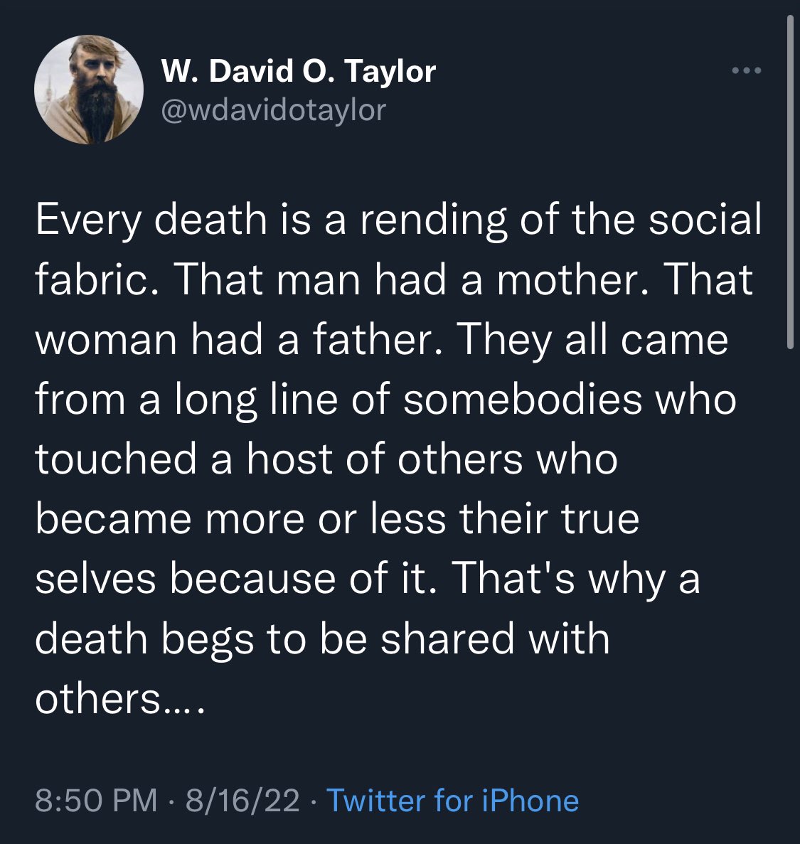 robintold's tweet photo. “Every death is a rending of the social fabric…”
#SharedGrief #PublicGrief #PublicWitness #CommunalRepair https://t.co/YCIxPLnzPr