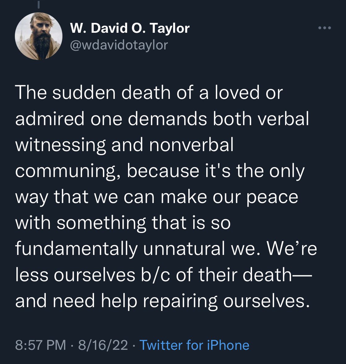 robintold's tweet photo. “Every death is a rending of the social fabric…”
#SharedGrief #PublicGrief #PublicWitness #CommunalRepair https://t.co/YCIxPLnzPr