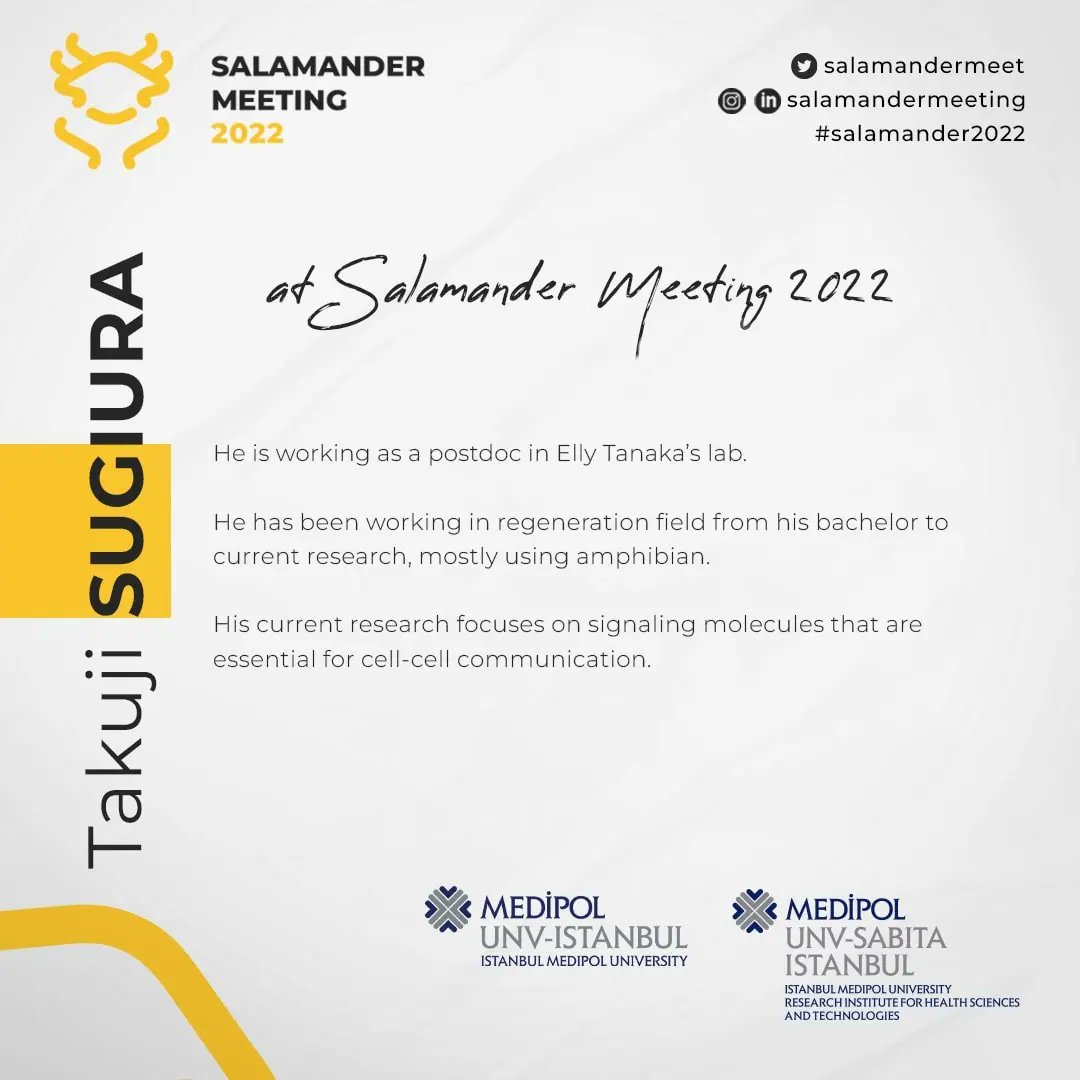 salamandermeet's tweet photo. #TakujiSigiura 
@IMPvienna

#salamander2022 #speaker #axolotl #regeneration #TanakaLab #amphibian #IMP #ResearchInstituteofMolecularPathology #salamandermeeting #salamander #medipoluniversity #MedipolSABITA https://t.co/wEAt3RGWvl