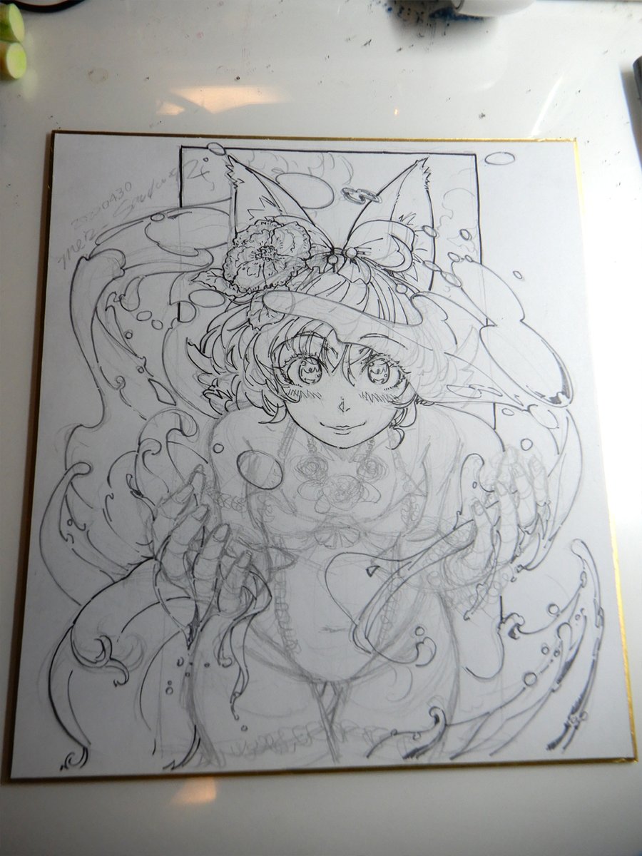 珍しく撮ってあった線画の途中。 
