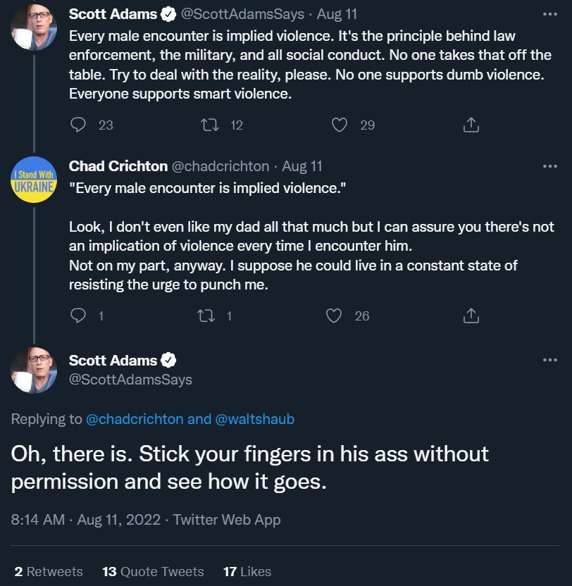 I thought it was pretty strange that the Dilbert guy had a gun pulled on him five times. But now it’s starting to make more sense.