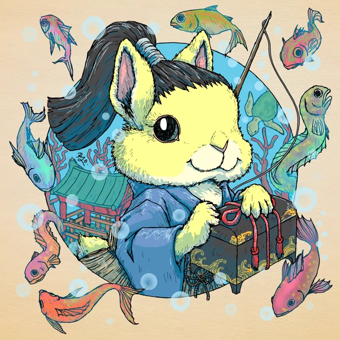 HelloToday's #cryptoluckybunny is...『Crypto lucky bunny』 No.75 UrashimataroOwned by Unusual_TeddyCurrently on secondary sale at 0.0075 ETH on Polygon#Urashimataro #浦島太郎 #うさぎ #NFT#NFTart#NFTCommunity #NFTartist  #NFTs #NFTcollectibles  