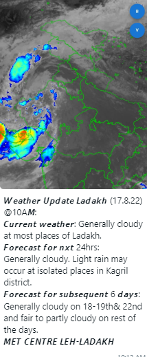 LehCentre's tweet photo. WEATHER UPDATE LADAKH(17.08.2022): https://t.co/Seam8jHAC1