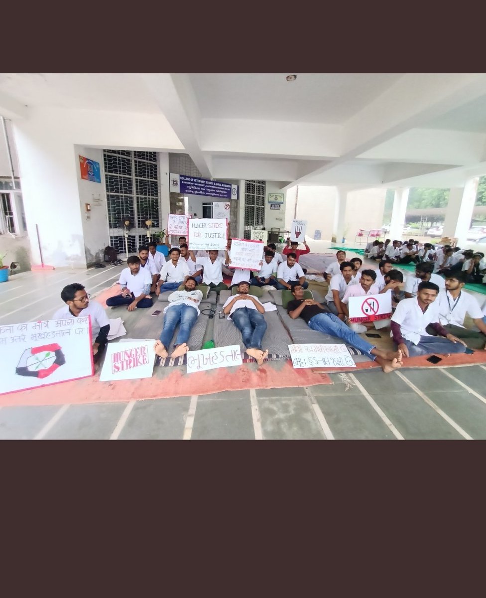 કામધેનુ યુનિવર્સિટી અંતર્ગત દાંતીવાડા કોલેજનાં વિદ્યાર્થીઓ છેલ્લા16 દિવસથી હડતાળ ઉપર છે. અને 3 વિદ્યાર્થીઓ 24 કલાકથી ભૂખ હડતાળ ઉપર ઉતર્યા છે. અમારી માંગ છે કે Internship માં મળતું ભથ્થું 4200 થી 18K કરવામાં આવે🙏 <a href="/CMOGuj/">CMO Gujarat</a> <a href="/Bhupendrapbjp/">Bhupendra Patel</a> <a href="/KanuDesai180/">Kanu Desai</a> <a href="/RaghavjiPatel/">Raghavji Patel</a> #hungerstrike