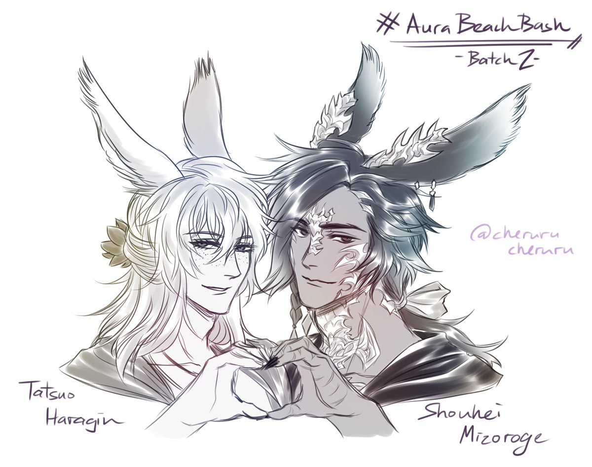 cherurucheruru's tweet photo. Properly in thread this time!! Spied two of them together~ :3c Tatsuo and Shouhei always so preshush!!! tried my best to make them as gorgeous as how they depict them 🥺🫶

#AuraBeachBash #AetherArtParty https://t.co/GIjw9BWSqT