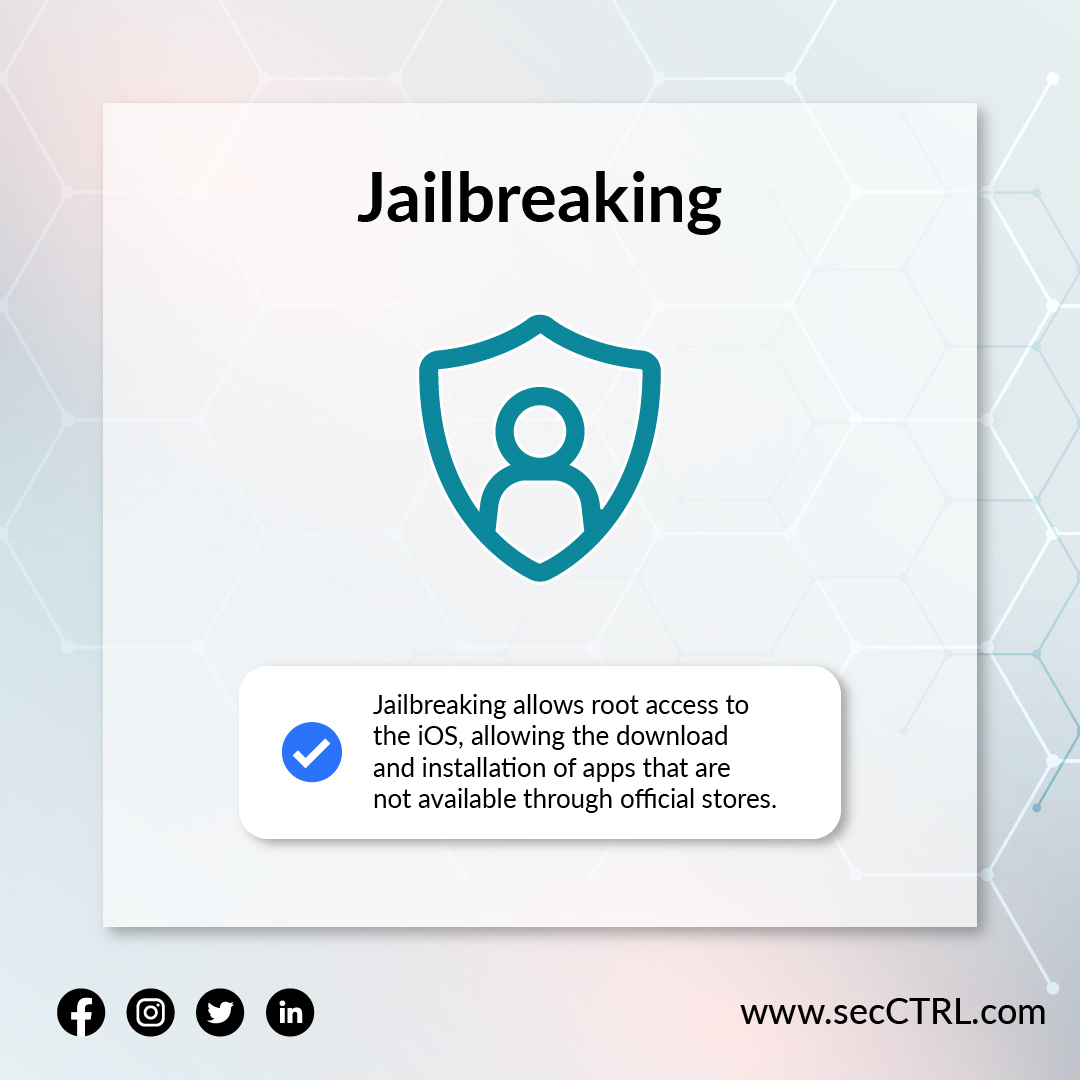Secctrl2's tweet photo. Learn more about Jailbreaking
Swipe right to know more>>>>>>>

#malware #vulnerability #data #protection #cybersecurity #secctrl #cyber #work #hacking #security #cybercrime #vulnerability #awareness #ios #iphone #mobileapp https://t.co/p2bJFnvvYw