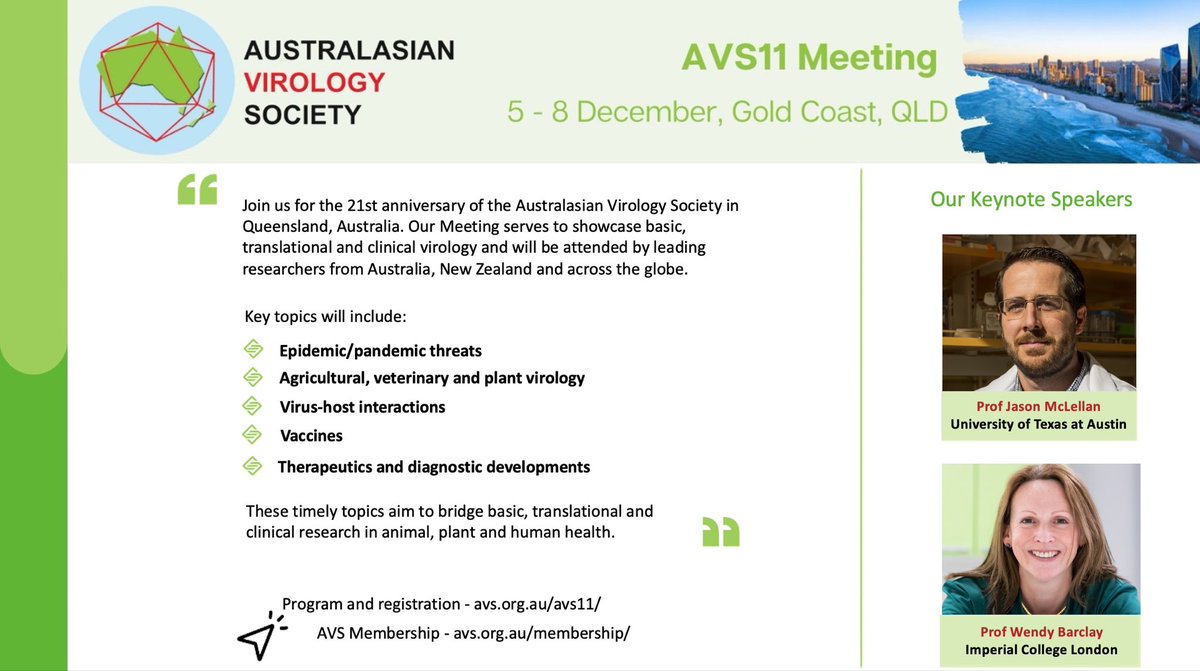 Aust'asian Virology (@ausvirologysoc) on Twitter photo We’re less than a month away from abstract submission closing!! Submit your abstracts and join us, on the sunny GC, in QLD!!!! avs.org.au/avs11/abstract… pls retweet! <a href="/HelbigLab/">Helbig Lab</a> @fsgfvl <a href="/TheASMR1/">The Australian Society for Medical Research (ASMR)</a> <a href="/BurnetInstitute/">Burnet Institute</a> <a href="/Griffith_Uni/">Griffith University</a> <a href="/UQ_SCMB/">UQ Chemistry and Molecular Biosciences</a> <a href="/TheDohertyInst/">Doherty Institute</a> We’re less than a month away from abstract submission closing!! Submit your abstracts and join us, on the sunny GC, in QLD!!!! avs.org.au/avs11/abstract… pls retweet! <a href="/HelbigLab/">Helbig Lab</a> @fsgfvl <a href="/TheASMR1/">The Australian Society for Medical Research (ASMR)</a> <a href="/BurnetInstitute/">Burnet Institute</a> <a href="/Griffith_Uni/">Griffith University</a> <a href="/UQ_SCMB/">UQ Chemistry and Molecular Biosciences</a> <a href="/TheDohertyInst/">Doherty Institute</a>