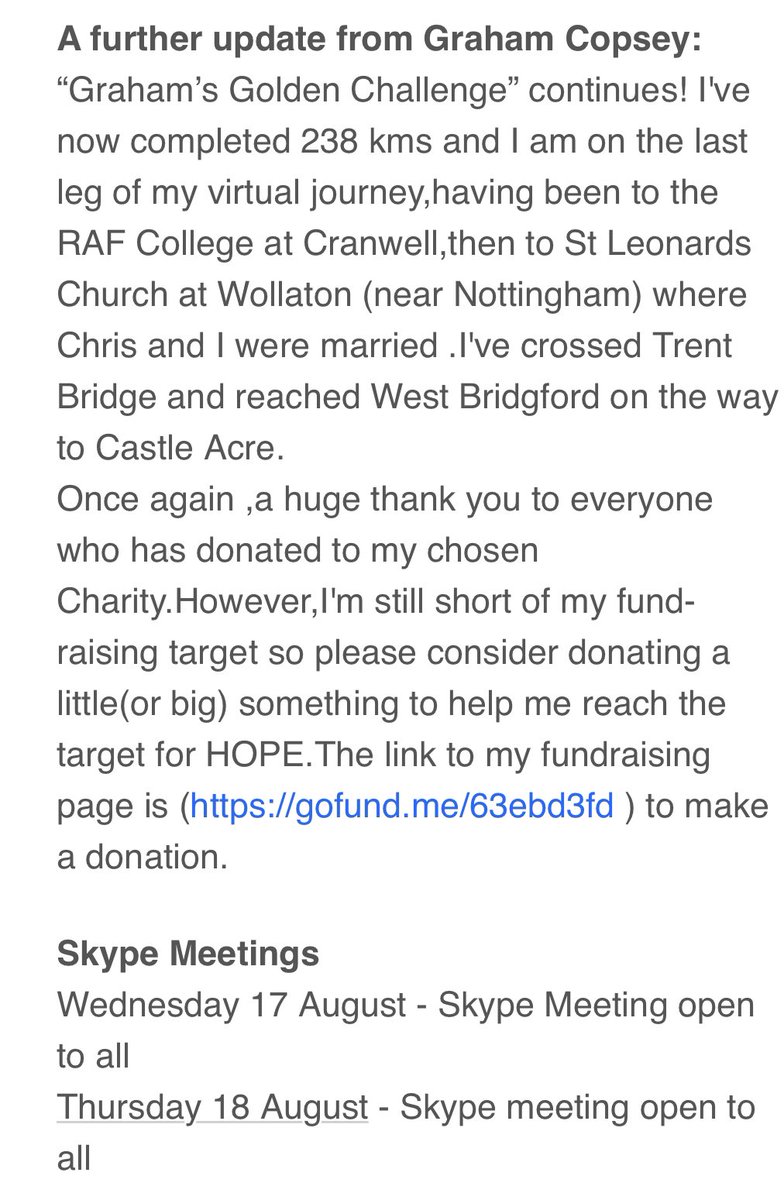 Fund raising update from Graham and this week’s Skype meetings ⬇️⬇️  gofund.me/63ebd3fd