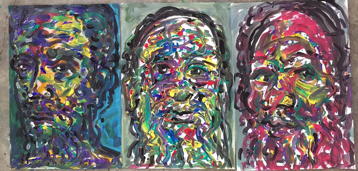 PongdejC's tweet photo. “3Prophets”Acrylic on Paper https://t.co/nS8V7J250f