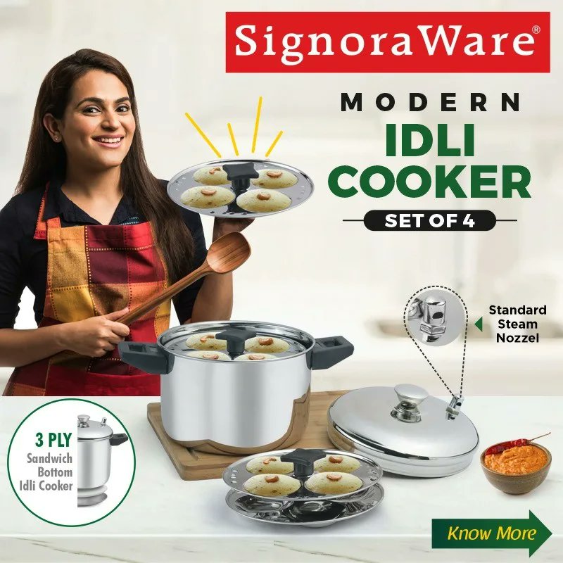 SignoraWare's tweet photo. Jab ghar mein hi mile Idli ka aisa taste
 
To kyun karein restaurant mein paise waste

Idli Cooker (Set of 4)

#signoraware #modernidlicooker #idlicooker #steelcooker #cooker #idli #sandwichbottom #gas #inductioncooker #safe #easytouse #setof4 https://t.co/DW7SIMkT6o