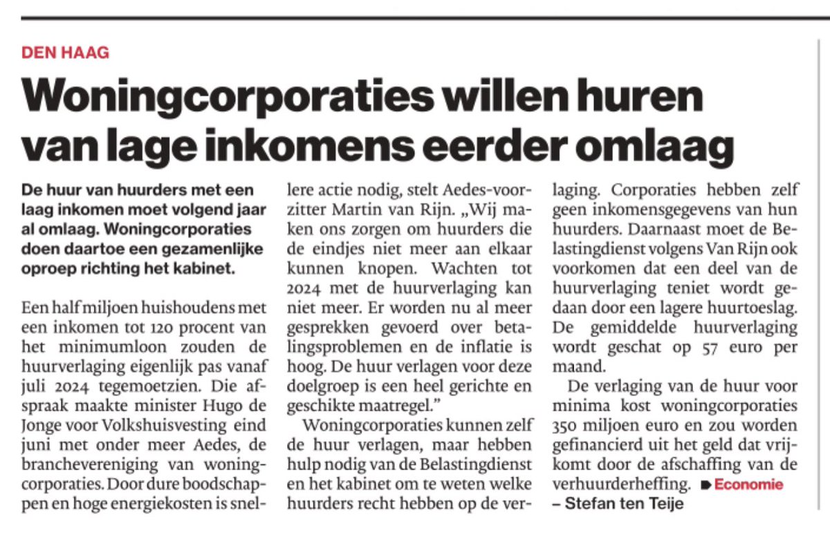 Beste <a href="/hugodejonge/">Hugo de Jonge</a> en <a href="/Belastingdienst/">Belastingdienst</a> helpen jullie mee dat we zo snel mogelijk deze huurverlaging kunnen door voeren? En o ja graag 100% van de verlaging naar onze huurders en niet zoals het er nu uit ziet dat 2/3 deel van de huurverlaging naar de overheid gaat 😱