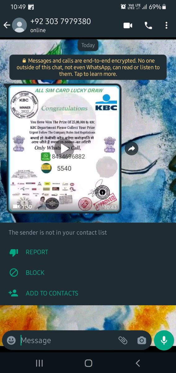 ANsqf's tweet photo. @CyberCrimePbInd 
Dear sir , I am from west Bengal . Today , some time ago , a international number sent me a video . I hope , This may cause financial loss to us. I sent some proof .  The frauder sent the message . Message video link :- https://t.co/FuZz0CpG1V https://t.co/SujMZca0I7