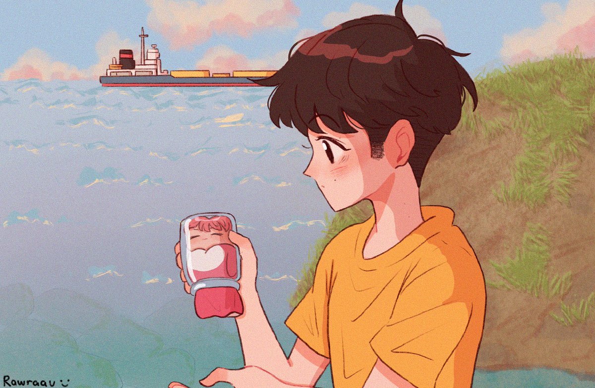 rawraau's tweet image. mark and haechan as sosuke and ponyo 🌊🪸🌤