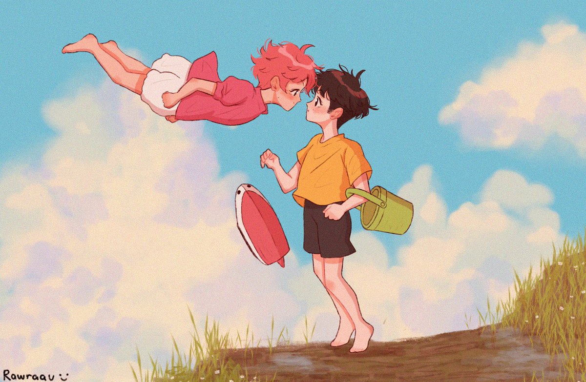 rawraau's tweet image. mark and haechan as sosuke and ponyo 🌊🪸🌤