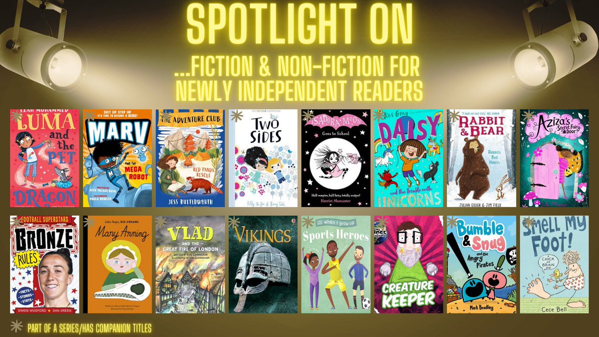 📚♥️Wondering where to begin when students are ready for independent books? Here's a few #fiction, #nonfiction & #graphicnovels to consider.♥️📚 (creator credits below) #SpotlightOn #ReadingForPleasure #EarlyReading #EduTwitter #PrimaryReading
