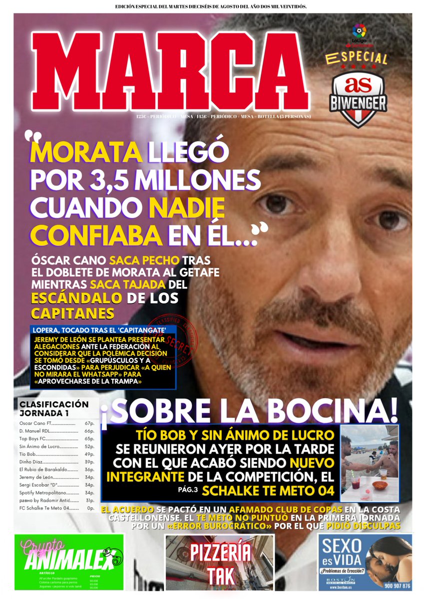 PortadaBiwenger's tweet photo. PORTADA MARTES 16 AGOSTO | Edición especial https://t.co/Fy9SEISdJC
